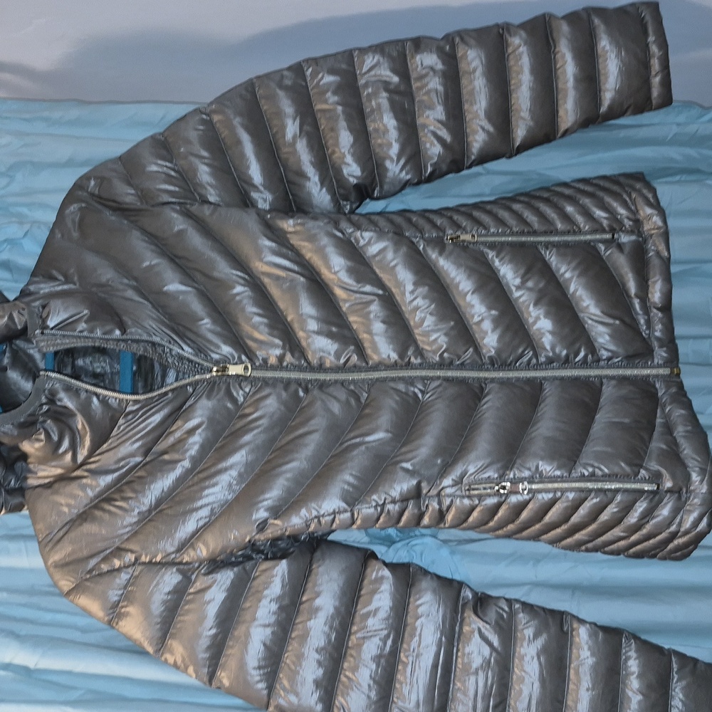 Calvin Klein Packable Lightweight Down Quilted Hooded Gold  Jacket Sz S